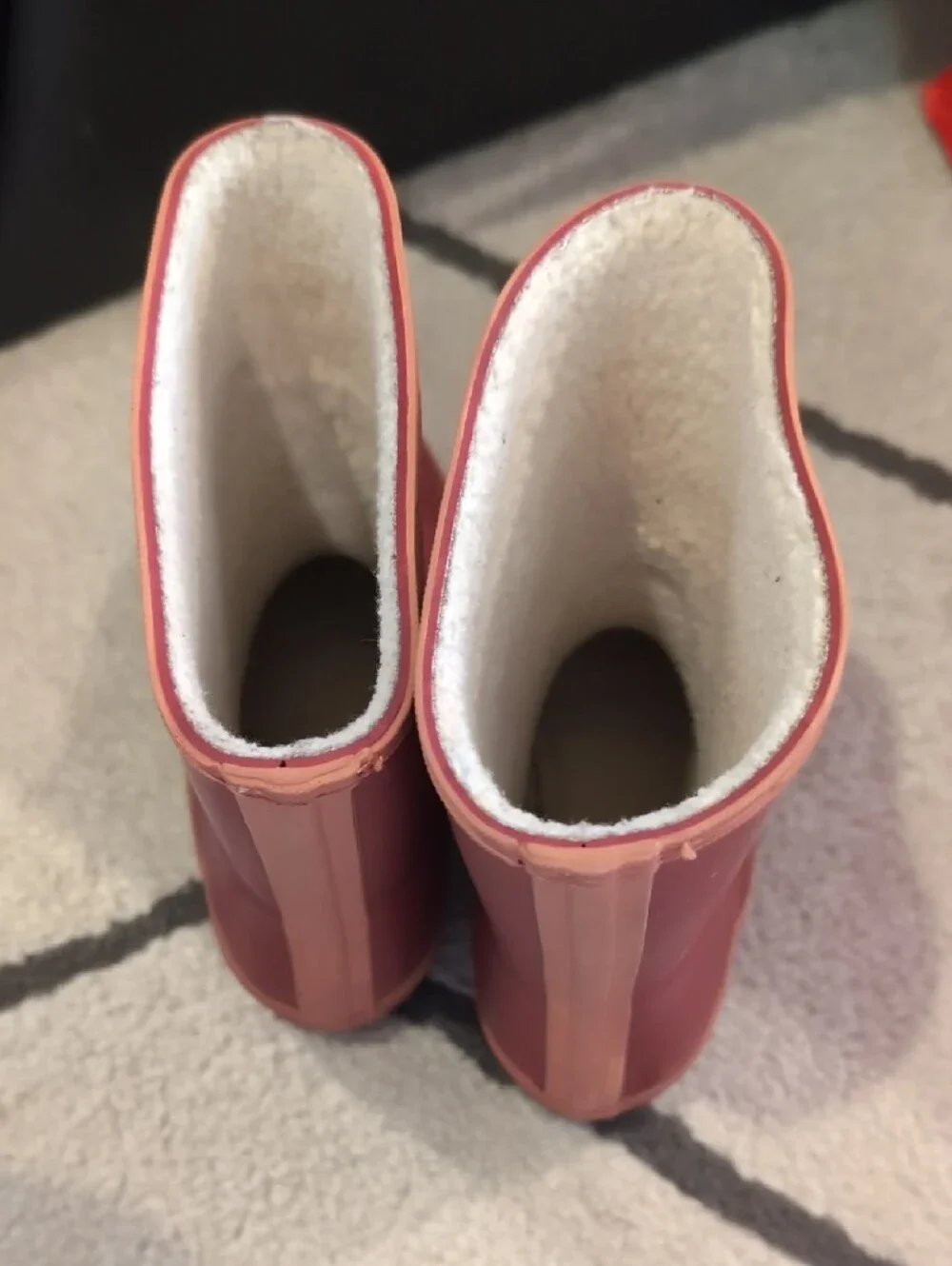 Hunter Kids Burgundy Red Rubber Rain Boots with Fleece Lining